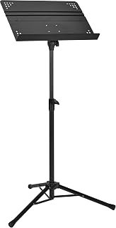 Amazon Basics Professional Foldable Orchestra Music Stand, Height Adjustable from 79.7 to 139.9 cm, Standing and Sitting Use, Tripod, Compact and Portable, Black
