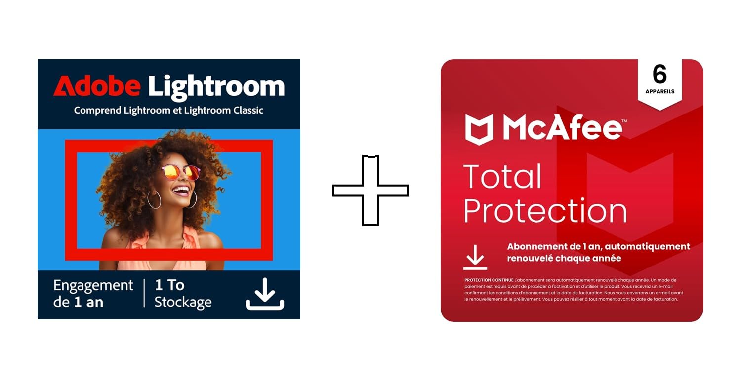 Adobe Photoshop Lightroom Including 1TB Cloud Memory & McAfee Total Protection 2