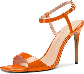 NobleOnly Women's High Heel High Heel Open Toe Sandals Strap Ankle Slingback Wedding Party Dress 10 CM Heels Shoes
