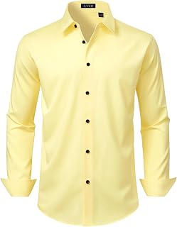 J.VER Mens Dress Shirts Stretch Long Sleeve Formal Business Casual Button Down Shirts Wedding Prom