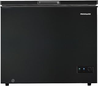 FRIGIDAIRE EFRF7003-BLACK Chest Deep Freezer, 7 Cu. Ft, Black Adjustable Thermostat-Removable Vinyl Coated Wire Basket-Easy Defrost Drain