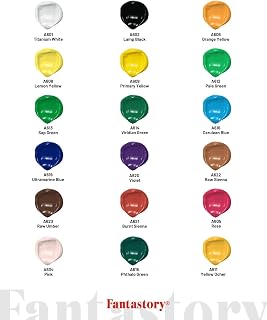fantastory 60ml 18 Colors Acrylic Paint Set with 12 Brushes