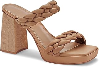 Coutgo Sandali da donna con plateau, tacco grosso, intrecciati, senza lacci, per feste estive