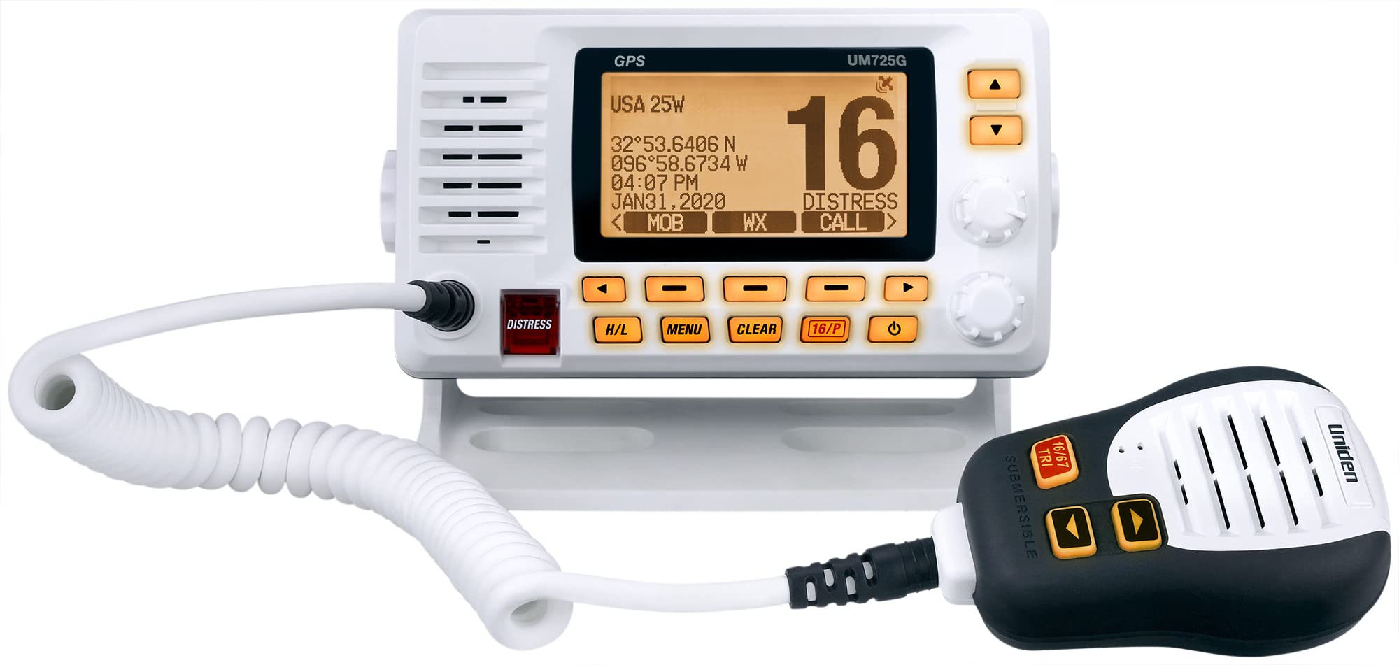 Uniden UM725G Marine VHF Radio, All USA, Canada, and Intl. Marine Channels, 1Wat