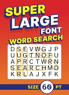 Super Large Font Word Search Size 60 pt: Giant Print Puzzle Book with XL Letters for Seniors