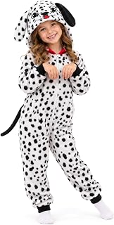 Dalmatian Dog Costume Kids Girls Boys Animal Onesie Pajamas Halloween | Puppy Dress Up, Hooded Jumpsuit, School Spirit Week, Birthday Parties, Pretend Play, Ages 4-12