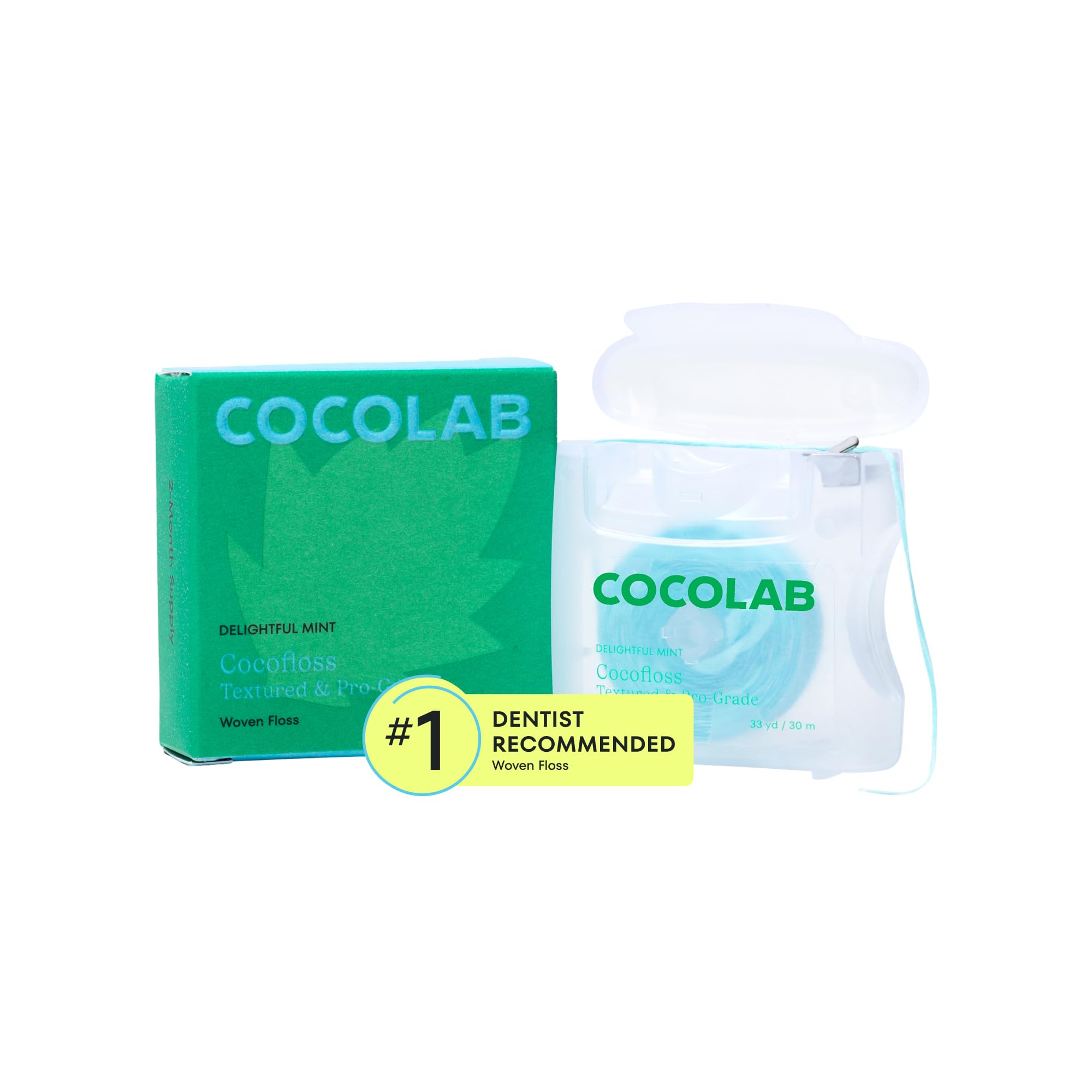 Cocofloss Expanding Woven Dental Floss by COCOLAB, Mint Scent, 1-Pack | Dentist-