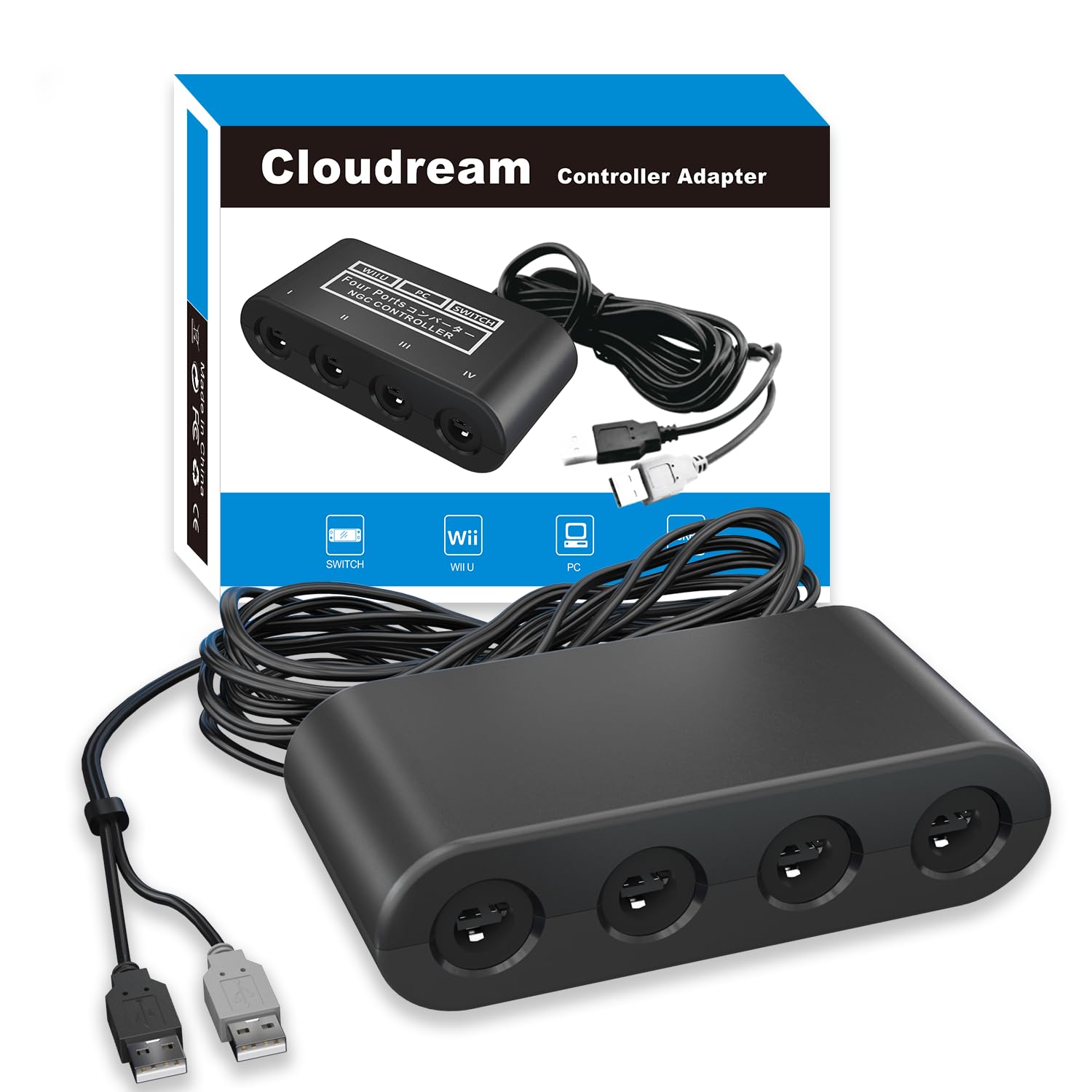 CLOUDREAM Gamecube Controller Adapter for Nintendo Switch/Wii U/PC/Switch 2 | Su