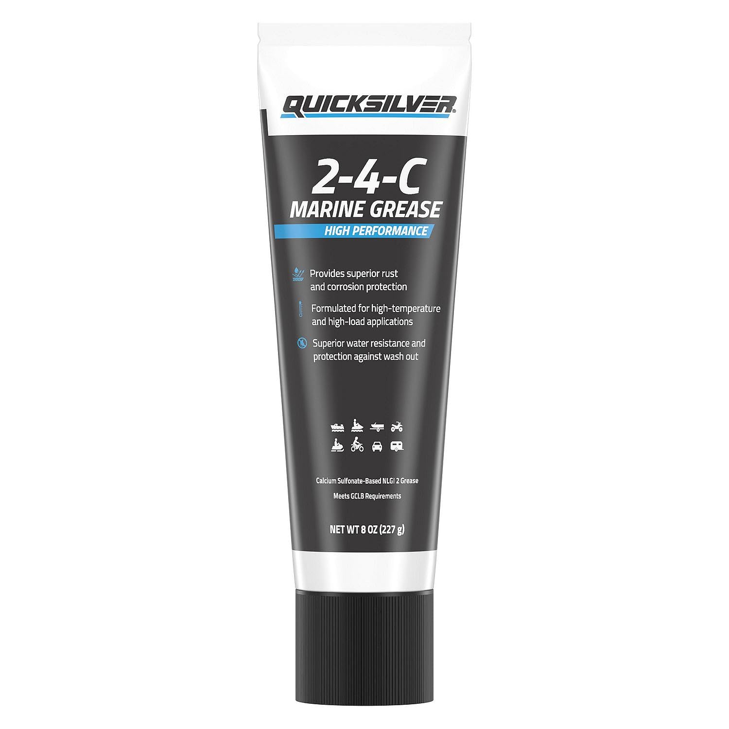 Quicksilver 2-4-C Marine Grease, 8 oz Tube | Multi-Purpose Lubrication for Marin