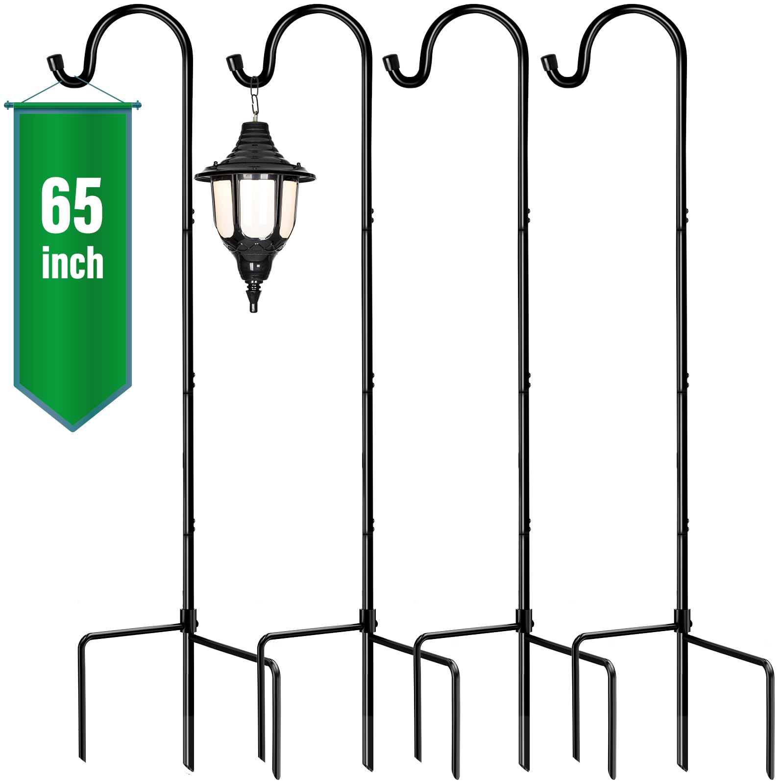 GOFORWILD 4 Pack 65 Inch Adjustable Shepherd Hook for Garden Decor | Made of Pre