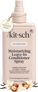 Kitsch Argan Milk Leave In Conditioner Spray - 6.8oz | Hair Detangler Spray for Curly, Wavy, Fine, Dry &amp; Damaged Hair Deeply moisturizes, Enhances Hair Softness – Made in the USA
