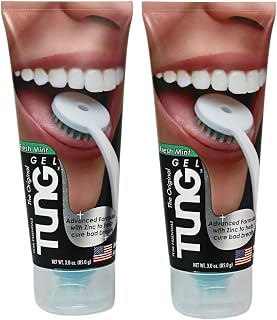 Tung Tongue Gel, Fresh Mint Tongue Cleaner Paste, Bad Breath Odor Eliminator, Halitosis Defense, BPA Free, USA Made (2-Pack)