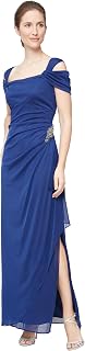 Alex Evenings Long Cold Shoulder Dress (Petite And Regular Sizes) Dress for Mother of the Bride Woman