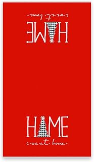Christmas Home Sweet Home Towel Red Holiday Decorative Towel Festive Tree Design for Seasonal Bathroom Kitchen