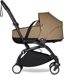 BABYZEN YOYO2 Black Frame + Toffee Bassinet - Includes Thick Double Mattress, Ventilated Shell &amp; Canopy