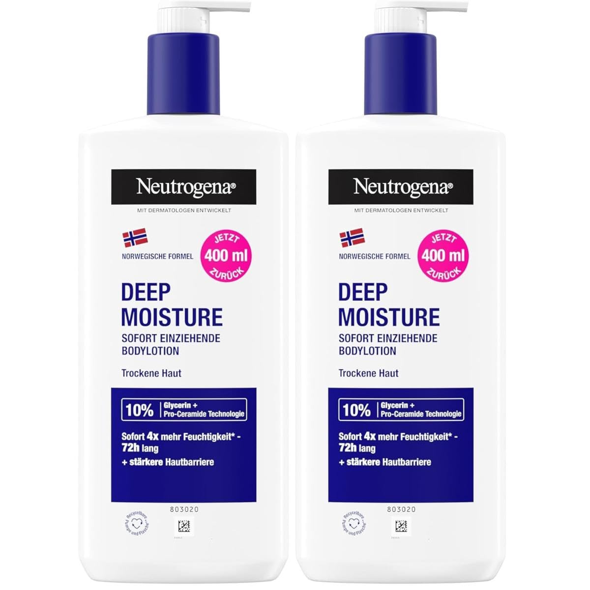 Neutrogena Norwegian Formula Deep Moisture Body Lotion 400ml (Pack of 2)