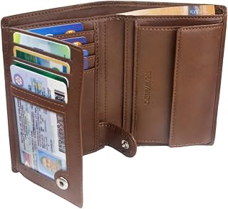 TRAVANDO Roma Men's Wallet with RFID Protection – Credit Card Holder with Coin Purse in Vertical Format