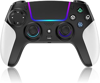 VidPPluing Wireless Controller Compatible with P5/Android/IOS/MAC/Steam Deck, Game Controller with LED Lighting/Hall Effect Trigger/Turbo/Share Function - White