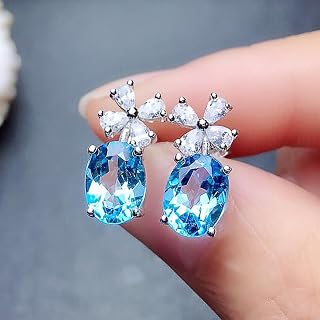 Aesthetic Sky Blue Cubic Zirconia Flower Stud Earrings Modern Jewelry