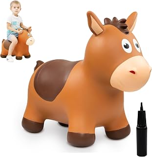 ZOOJOY Inflatable Horse Hopping Toy, Ride-on Bouncy Animal for Toddler 18M+ | Horse Toys for Boys and Girls, Indoor & Outdoor Bounce Toys for 2 Year Old Kids, Birthday Gifts for 2 3 4 5 6 Yrs with Pump
