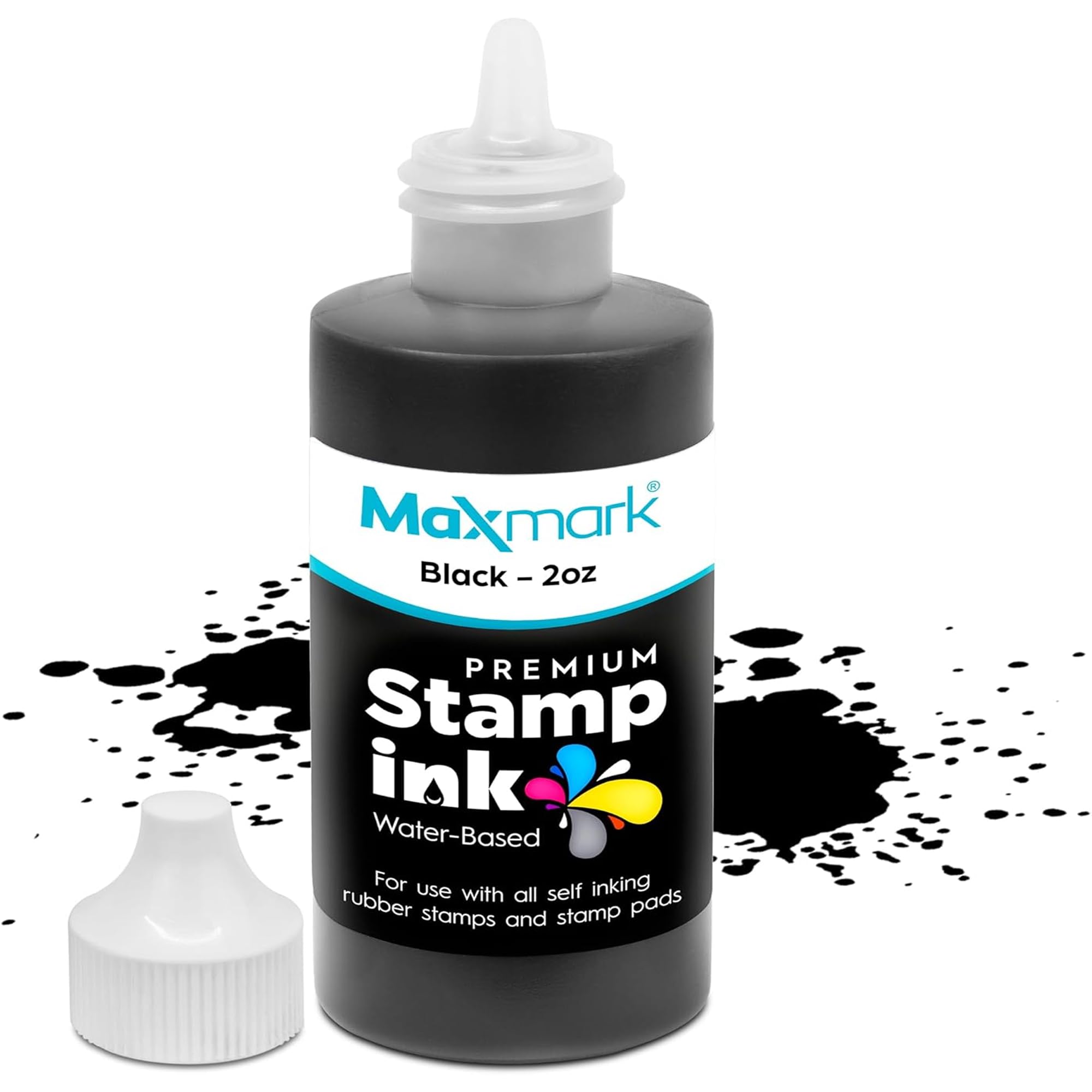 MaxMark Premium Refill Ink for self inking stamps and stamp pads, Black Color - 