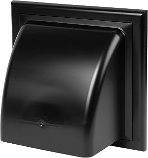 Awenta 6'' Inch Exhaust Hood Vent with Rain Cover, Black, Outdoor Air Vent Cover, HVAC Clothes Dryer Vent Duct Cover, 10'' x 10'' Inch Exhaust Cap - 150MM (250X250MM)