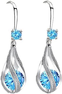 Orecchini da donna in argento sterling con cristalli blu o rossi
