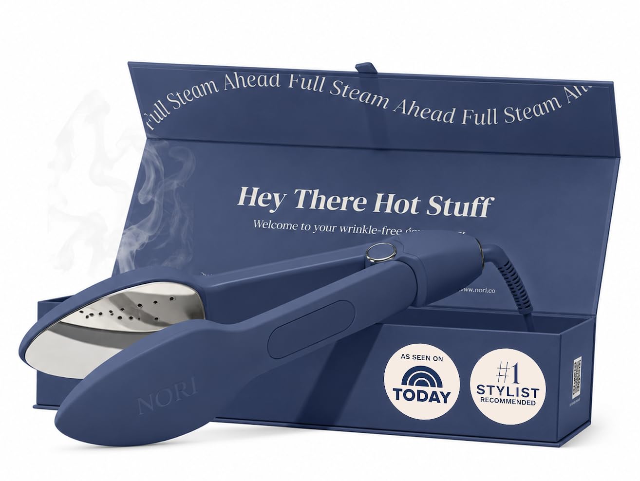 Nori Press Travel Steam Iron - Handheld Iron With 6 Fabric Settings - Navy | Opt