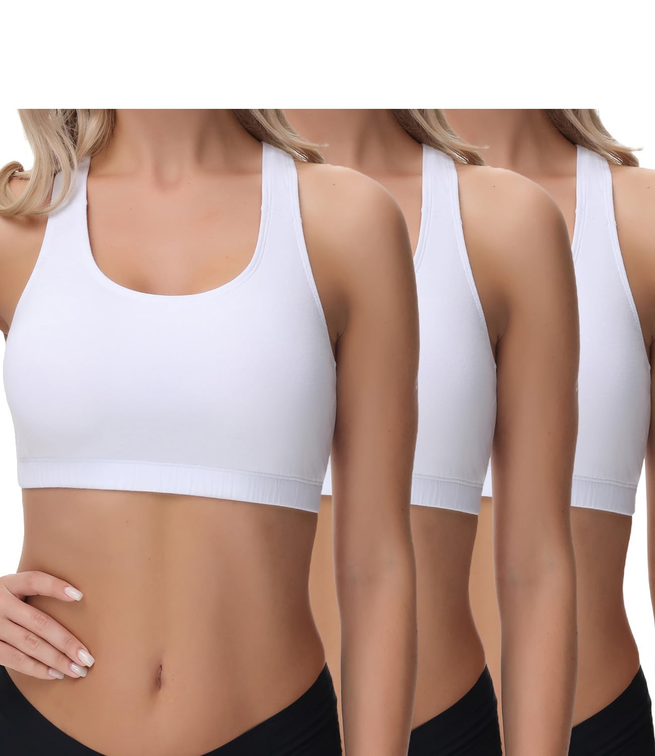 wirarpa Women's Bralette Cotton Racerback No Padding 3 Pack
