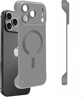 Omio Magnetic Slim Case for iPhone 17 Pro Max Compatible with MagSafe, Matte PC Ultra-Thin Bumper Frameless Borderless Minimalist Design with Camera Lens Protector for Men Women, Natural Titanium