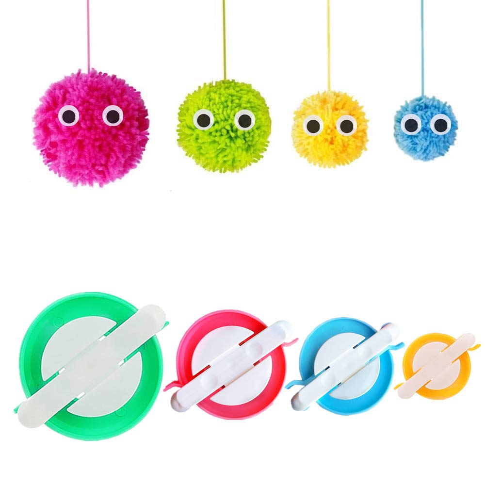 Pom Pom Maker, 4 Sizes Pompom Maker Tool Set for Fluff Ball Weave DIY Wool Yarn 