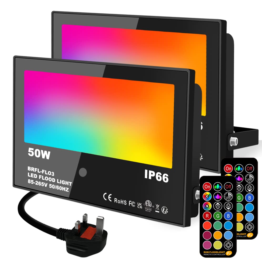 Lighting masters LED Flood Lights Outdoor 50W RGB with Timed Remote Control | Co