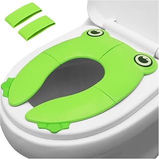 PandaEar Toilet Seat Cover | Folding Travel Toilet Seat for Children and Potty Training with Non-Slip Silicone Pads | Recyclable Toilet Seat (Green)