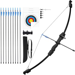 45" Bow and Arrow for Kids 8-12, Youth Recurve Bow Archery Set | Ambidextrous, Adults Beginner, Includes 9Arrows, 4Target Sheets, 1Quiver, 1Arm Guard and 1Adjustable Sight