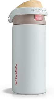 Encool SwiftSip Insulated Stainless Steel Water Bottle with Straw - Leak Proof Sports Water Bottle for School, Travel, Keeps Cold All Day, One-Touch Flip Lid, BPA-Free, 18 oz, Clay Grey