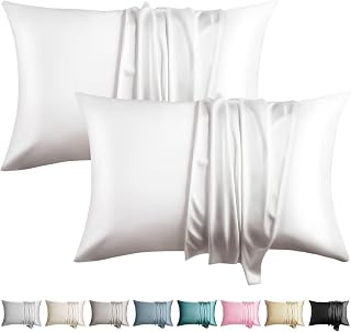 Silk Pillowcase for Hair and Skin Toddler Size 2 Pack Mulberry Silk Pillow Case 13 x 18 Inches Highest 6A Silk Kids/Travel Pillow Cover Soft Breathable Cooling with Hidden Zipper, White