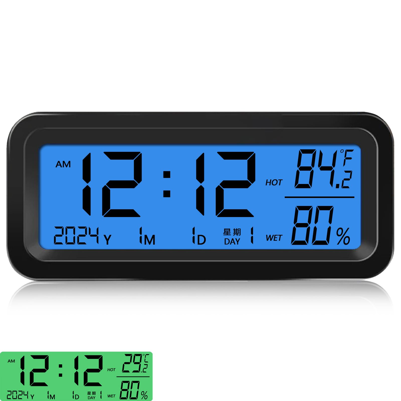 Timloon Car Dashboard Clock with Automatic Backlight at Night(Green &amp; Blue),
