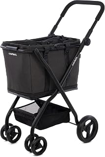 Carlett - Cube S Trolley + Cube P Bag Wide and Removable | Shopping Trolley Convertible to Cart for Pets | Interchangeable Basket | Removable 360º Wheels|Volcano