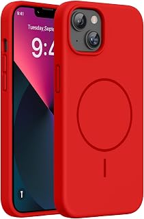Miracase Magnetic for iPhone 13 Case, Liquid Silicone Case,Red