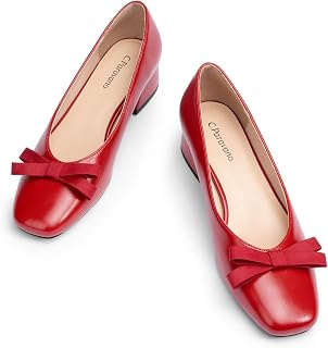 C.Paravano Women's Pumps | Chunky Block Heel & Square Toe | Dressy Casual