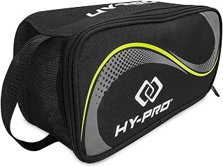 Hy-Pro Performance Boot Bag – Water-Resistant Shoe Bag with Breathable Airmesh, Ripstop Fabric, Durable Bootbag for Rugby & Football Boots, Golf Shoes, Sports & Travel Use, Black
