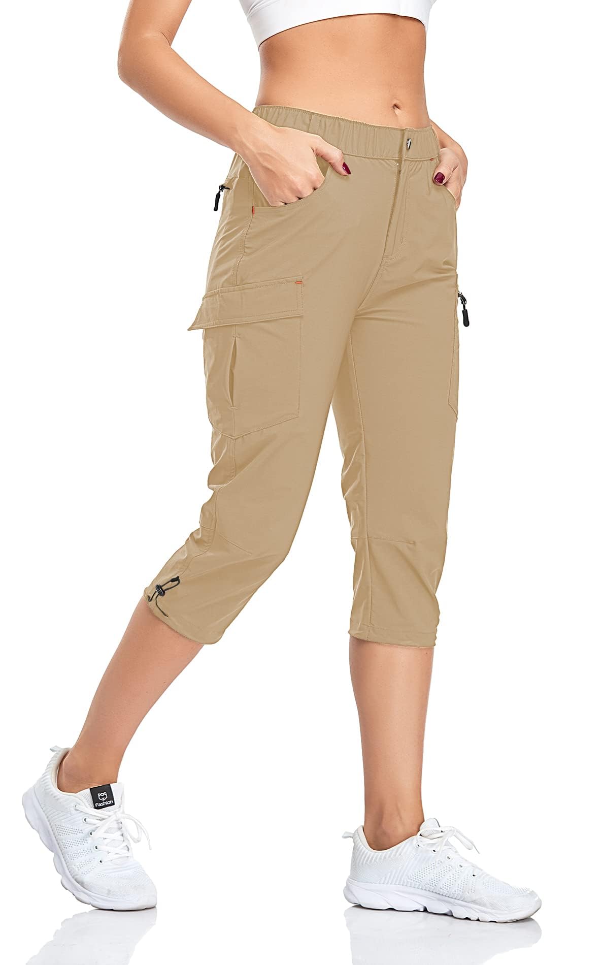 GymBrave Hiking Trousers Women's 3/4 Trekking Trousers Stretch Lightweight Quick
