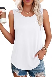 elescat Womens Summer Sleeveless Loose Fit Casual Tank Top