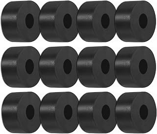 M METERXITY 12-Pack Rubber Isolation Washers, 0.8" OD 0.2" ID 0.4" Thick Mechanical Anti Vibration Isolation Pads Round Rubber Washers for Home and Car Accessories [Black]