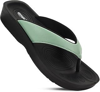 AEROTHOTIC 快適なアーチサポートビーチサンダル レディース 整形外科用スリップオンサンダル, Ravine Sage Green, 26.0 cm