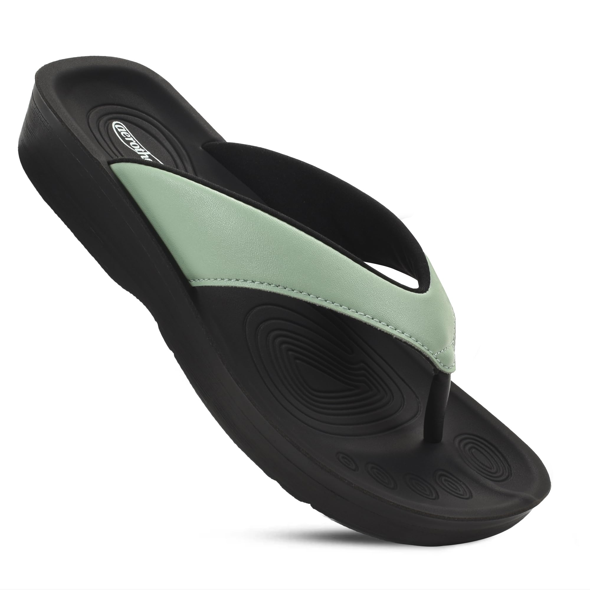 AEROTHOTIC 快適なアーチサポートビーチサンダル レディース 整形外科用スリップオンサンダル, Ravine Sage Green, 26.0 cm