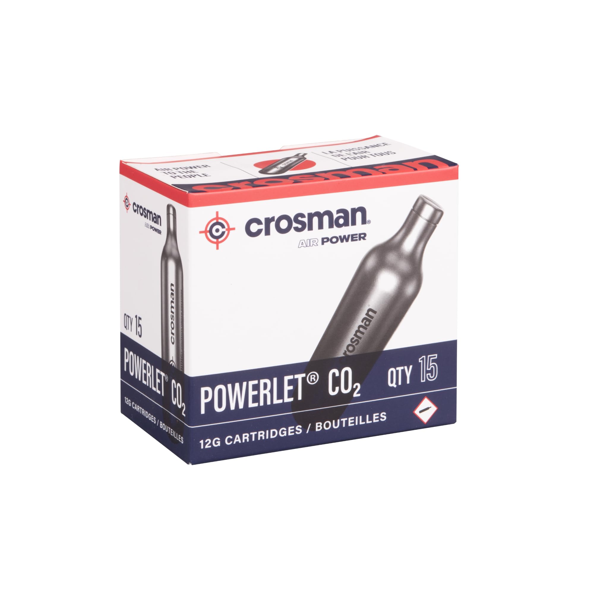 Crosman 15-Count CO2 Cartridges for Air Rifles and Air Pistols | Snug Neck Seal 