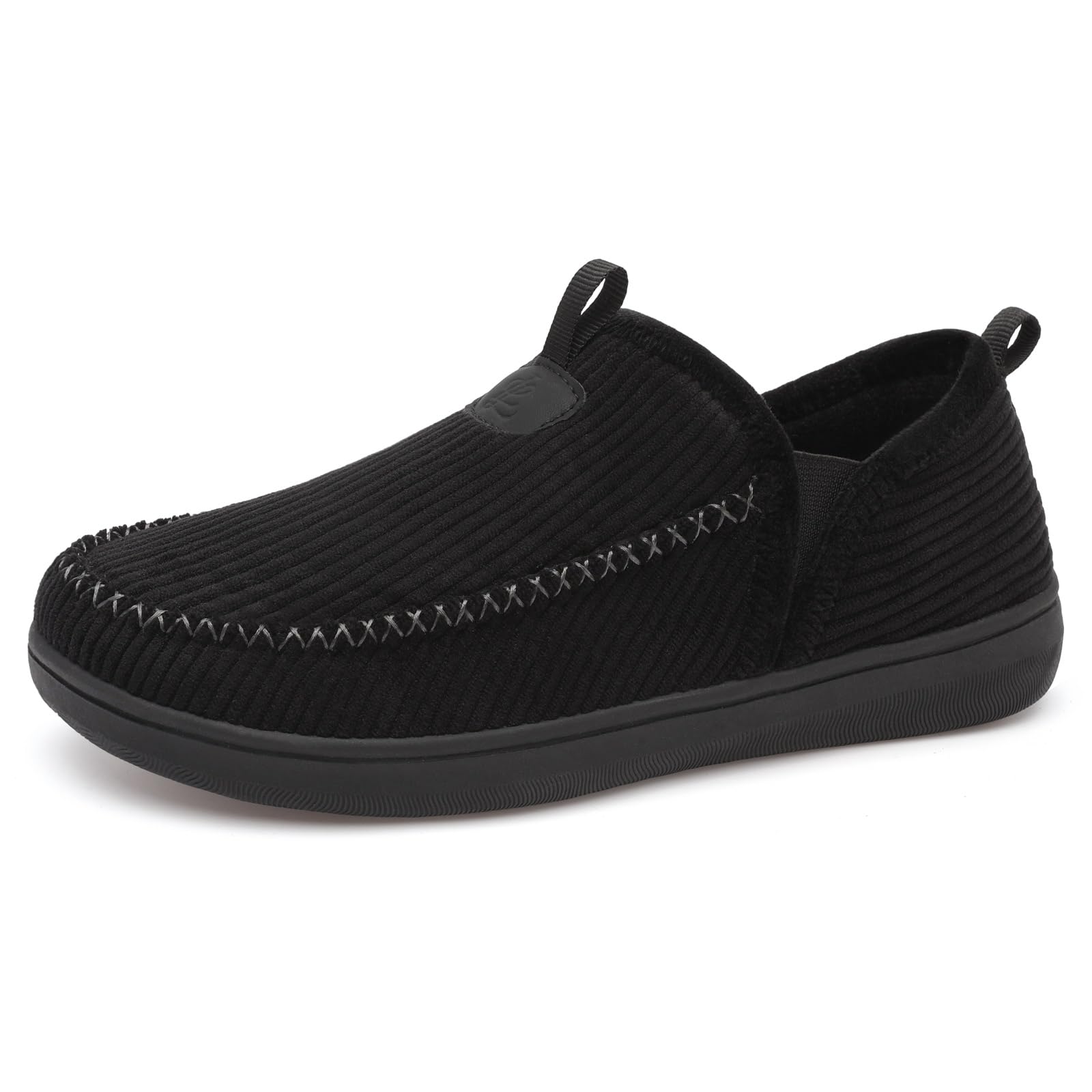 LeIsfIt Men's Slippers Wide Memory Foam House Shoes Moccasin Slip-On Cozy Loafer