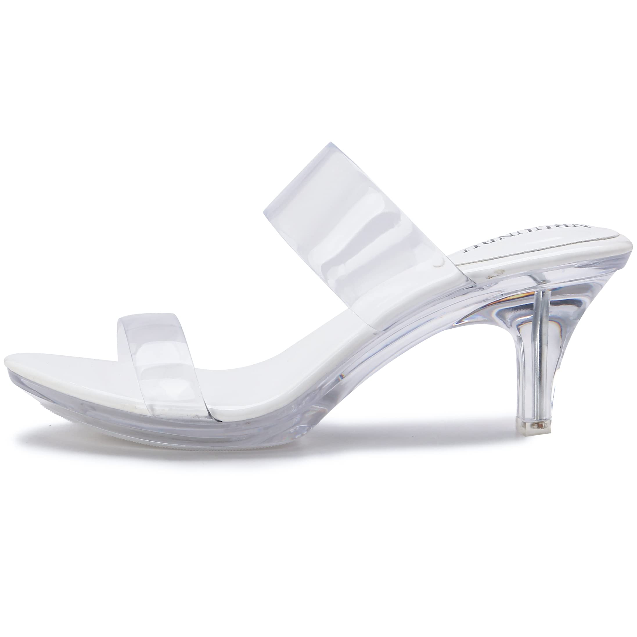 NBUUNBU Clear Heels for Women Silver Black Heels Little Platform Sexy High Heels