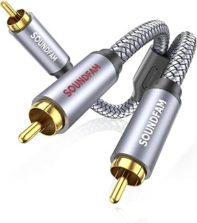 RCA Splitter 15ft/5M, RCA Y Splitter 1 Male to 2 Male Subwoofer Digital Stereo Audio Cable Bi-Directional Transmission Double Shielding for Subwoofer,Home Theater,AV Receiver,Amplifier-Grey